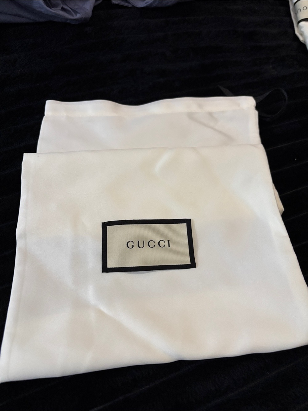 Gucci White Drawstring Logo Dust Bag
